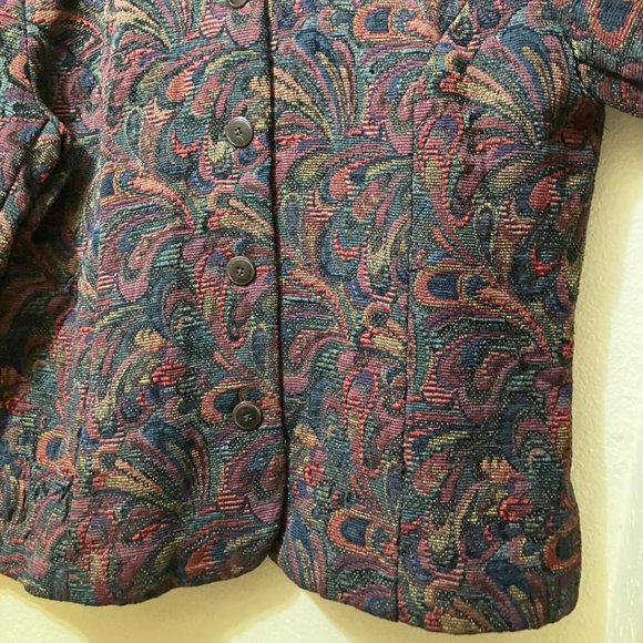 Vintage Coldwater Creek Women's Paisley Boho Tapestry Blazer Jacket Size Medium - Picture 3 of 5